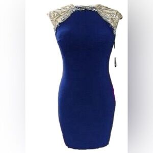 Mac Duggal Blue Embellished Cocktail Party Dress in Size 0